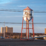 Rooftop water tower on the Roof Depot building in South Minneapolis.
