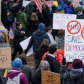 Protesters at the Minnesota State Capitol in St. Paul, Minnesota on March 4, 2025.  Taking place on the afternoon of President Trump’s first address to joint session in congress, they are protesting the actions of the Trump Administration and Elon Musk’s involvement. 

The protest was organized as part of the “50501” protests taking place around the country. This is the first of two planned protests this week. Another is planned for Saturday at the State Capitol.