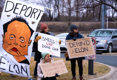 About 500 protesters outside Tesla in Minneapolis (Golden Valley) with signs reading “NOT PAID JUST PISSED”, “Tesla Funds Fascists”, “Save the VA”, “No Vet Left Behind”, Make Nazis Afraid Again” to name a few. This is the 7th weekend in a row of protests at this showroom.