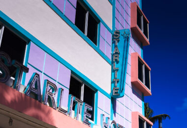 The Starlite hotel neon sign in South Beach, Florida.