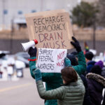 About 500 protesters outside Tesla in Minneapolis (Golden Valley) with signs reading “NOT PAID JUST PISSED”, “Tesla Funds Fascists”, “Save the VA”, “No Vet Left Behind”, Make Nazis Afraid Again” to name a few. This is the 7th weekend in a row of protests at this showroom.