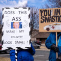 Tesla Takedown protest at a Tesla showroom in Minneapolis (Golden Valley) on March 22, 2025. This is the 6th week in a row protesters have gathered. The crowd has continued to grow exponentially each week.