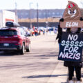 Swastika Elon Nazi Protest Sign Tesla Takedown