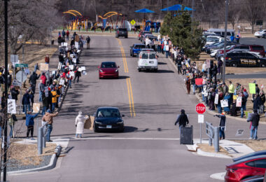 Tesla Takedown protest at a Tesla showroom in Minneapolis (Golden Valley) on March 22, 2025. This is the 6th week in a row protesters have gathered. The crowd has continued to grow exponentially each week.