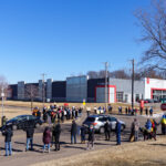 Protesters outside of a Tesla facility in Golden Valley, Minnesota on March 1st, 2025. This is the third weekend in a row they've gathered to protest the actions of Elon Musk and the current administration.