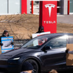 Tesla Takedown protest at a Tesla showroom in Minneapolis (Golden Valley) on March 22, 2025. This is the 6th week in a row protesters have gathered. The crowd has continued to grow exponentially each week.