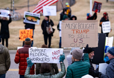 About 500 protesters outside Tesla in Minneapolis (Golden Valley) with signs reading “NOT PAID JUST PISSED”, “Tesla Funds Fascists”, “Save the VA”, “No Vet Left Behind”, Make Nazis Afraid Again” to name a few. This is the 7th weekend in a row of protests at this showroom.