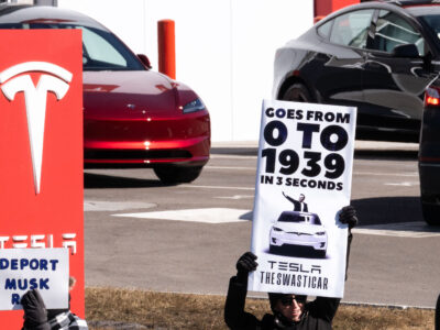 Tesla The Swasticar Minneapolis Protest