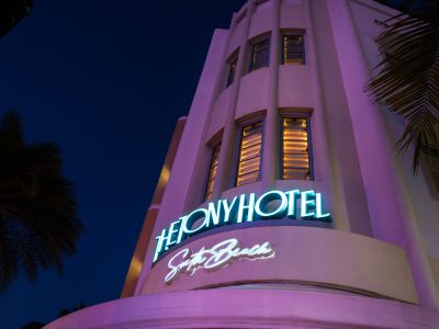 The Tony Hotel Neon Facade, South Beach Miami Beach