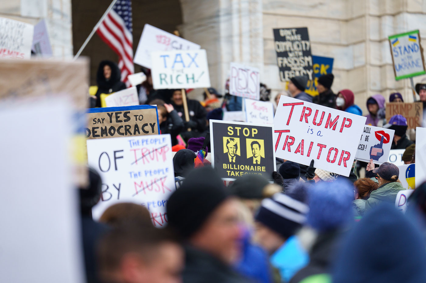 Trump is a traitor protest sign in Minnesota