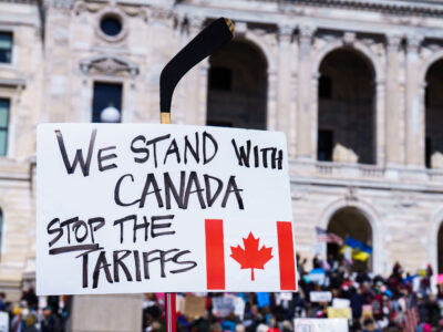 We Stand With Canada Stop The Tariffs Protest Sign