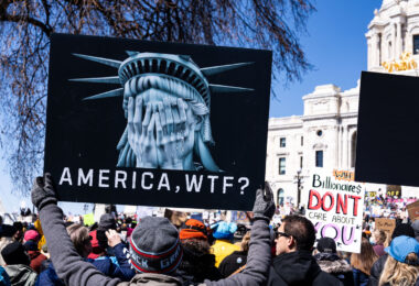 The Minnesota State Patrol estimates 25,000 gathered at the Minnesota State Capitol this afternoon as part of the nationwide “Hands Off!” protests.