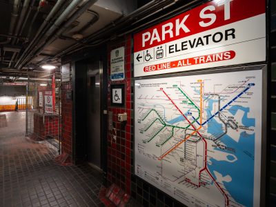 Elevator and Transit Map at Park Street Station, Boston