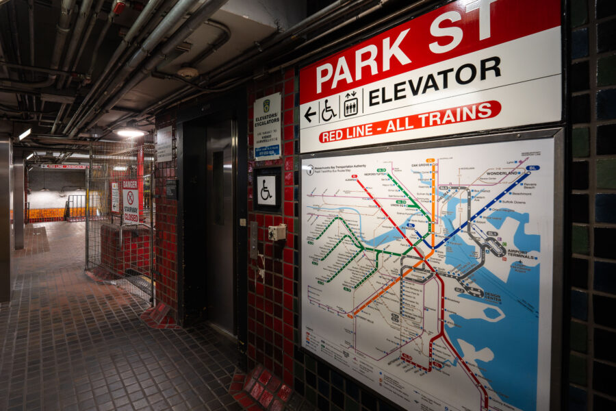 MBTA Park Street Station Red Line Elevator and Map
