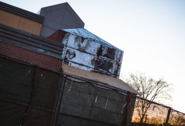 The current state of the former Minneapolis police 3rd precinct police station. The station was burned by protesters following the May 2020 murder of George Floyd.