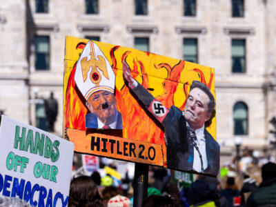 Hands Off! Protest Sign 'Hitler 2.0', Minnesota Capitol