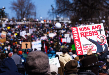 The Minnesota State Patrol estimates 25,000 gathered at the Minnesota State Capitol this afternoon as part of the nationwide “Hands Off!” protests.