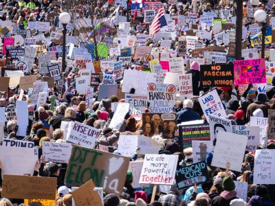 Crowd Fills the Minnesota State Capitol During the "Hands Off!" Rally