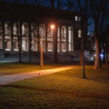 Harvard Library in Cambridge at night