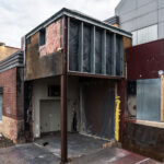 The removal of the front vestibule at the former Minneapolis police third precinct police station. The police station has sat vacant since it was set on fire on May 28th, 2020 following the murder of George Floyd.