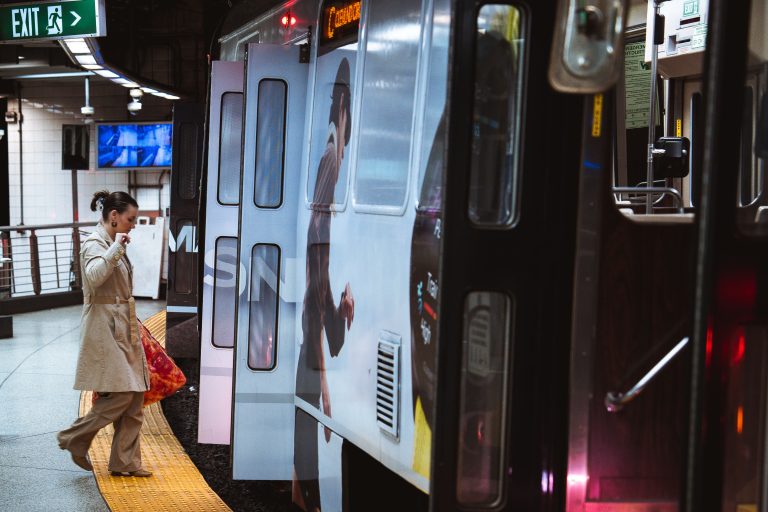 Pizza boarding MBTA Train 4 Pizza boarding MBTA Train