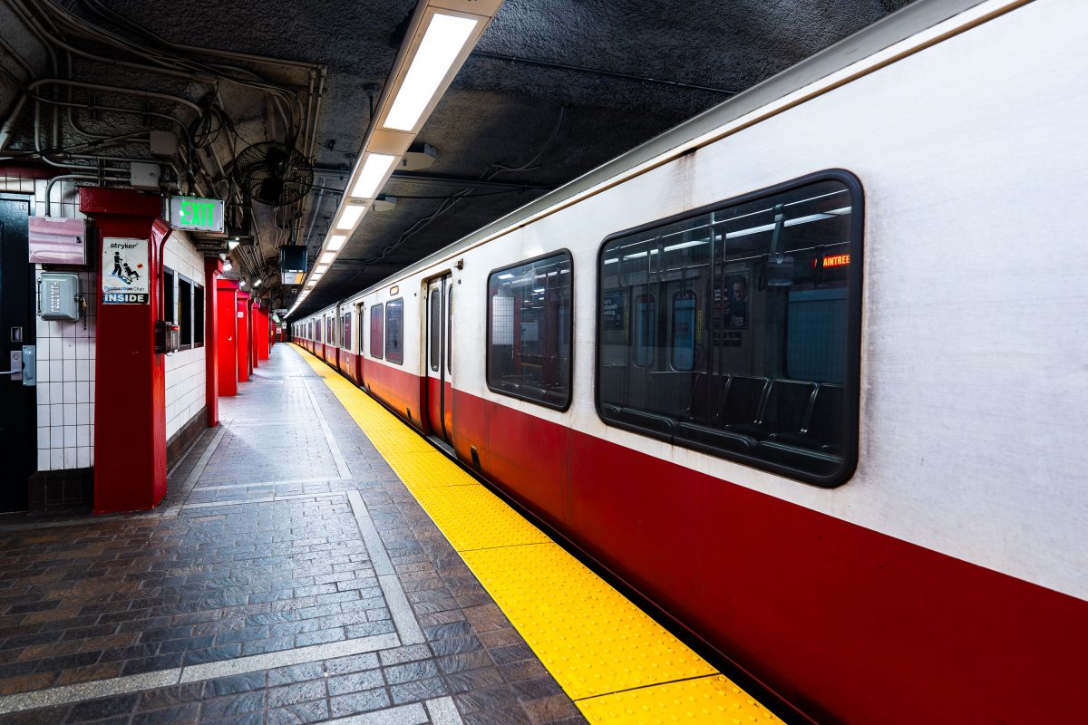 Red Line Train at Park Street Station, Boston