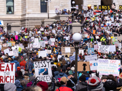 Sissy Space X Protest Sign Hands Off St. Paul