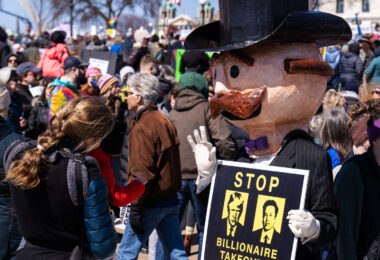 The Minnesota State Patrol estimates 25,000 gathered at the Minnesota State Capitol this afternoon as part of the nationwide “Hands Off!” protests.