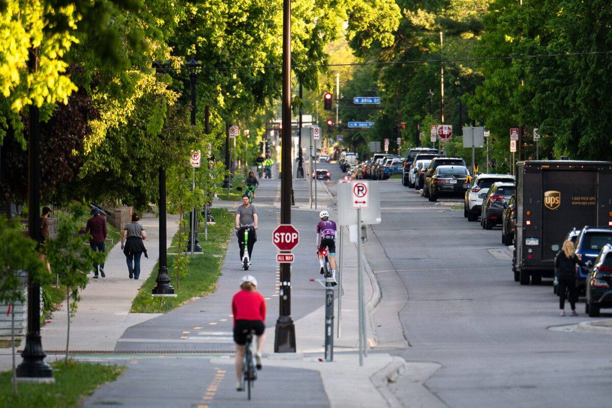 The Bryant Avenue bike lane in South Minneapolis.