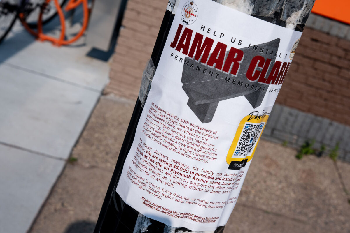 Jamar Clark Permanent Memorial Bench Sign