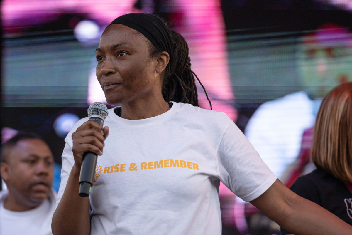 Jeanelle Austin, Executive Director of Rise and Remember, speaks at the 5th annual Rise and Remember Festival.

The festival takes place every year on the anniversary of George Floyd's murder at George Floyd Square.