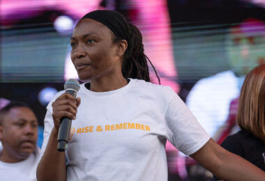 Jeanelle Austin, Executive Director of Rise and Remember, speaks at the 5th annual Rise and Remember Festival.

The festival takes place every year on the anniversary of George Floyd's murder at George Floyd Square.