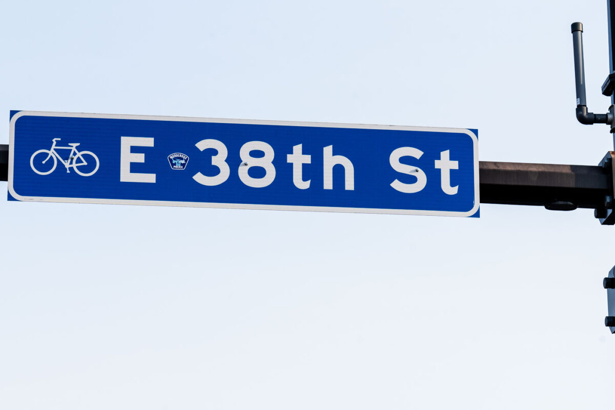 A Murderous Police sticker seen on a street sign at 38th and Chicago on the 5th anniversary of George Floyd's murder.