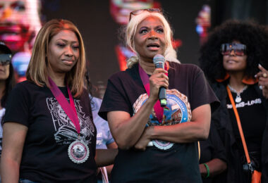 George Floyd's family speaks at Rise and Remember 2025 on the 5th anniversary of George Floyd's murder. 

Paris Stevens (Cousin)
Angela Harrelson (Aunt)