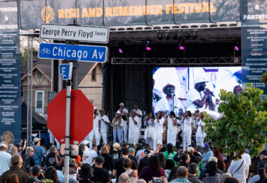 Sounds of Blackness performing at Rise and Remember 2025. The festival is held each year at George Floyd Square on the anniversary of George Floyd's murder by the Minneapolis police.