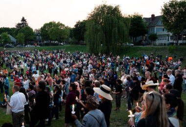 A candlelight vigil at Say Their Names cemetery on the 5th anniversary of George Floyd's murder.