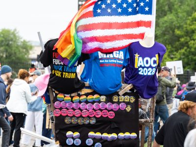 Protest Merchandise Stand at the No Kings Rally in St. Paul