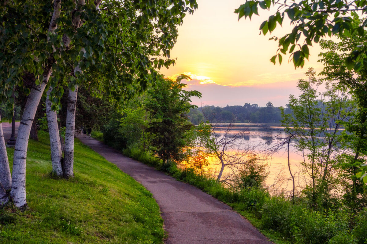 Beautiful susnet around Cedar Lake in Minneapolis
