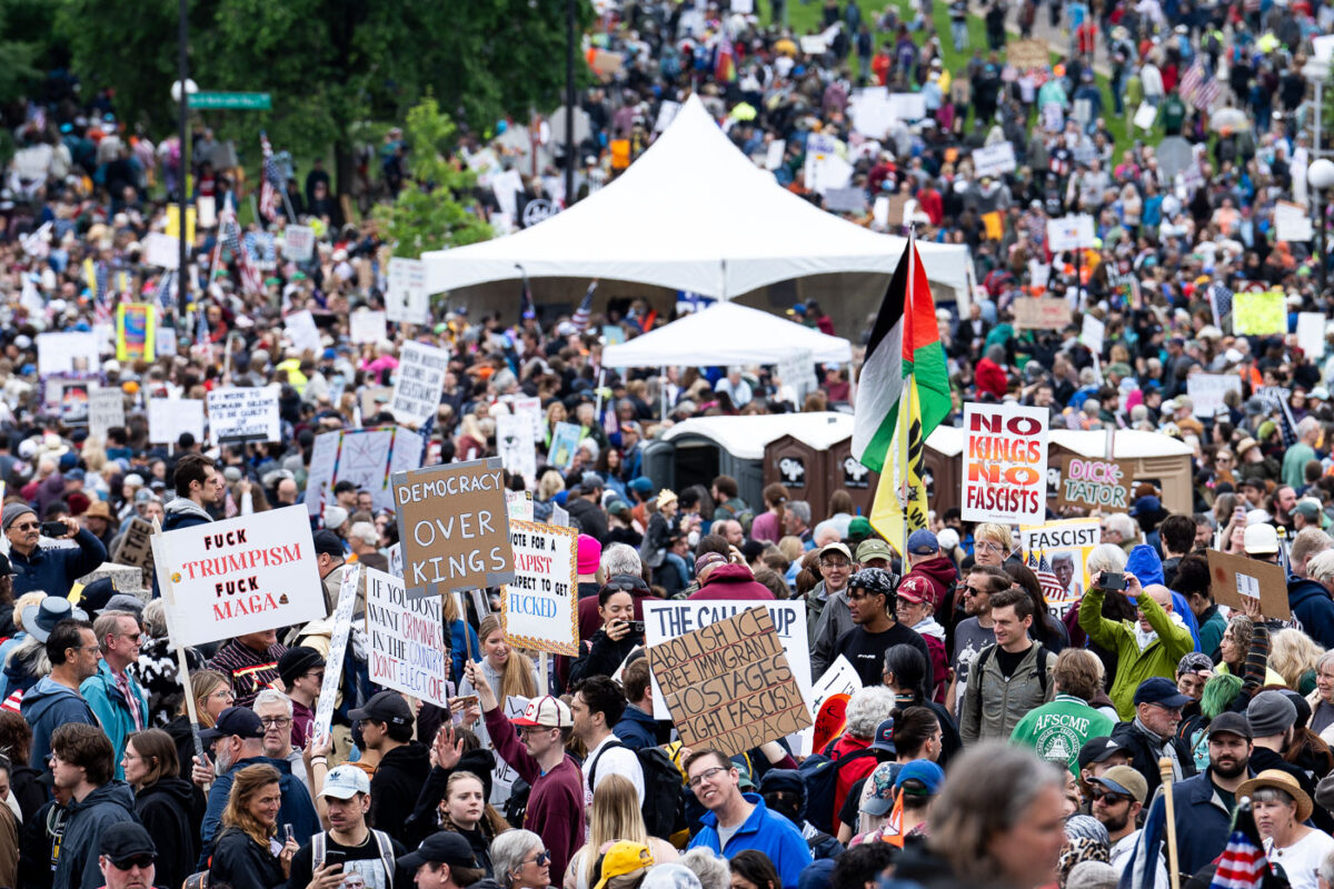 Despite warnings from the law enforcement not to attend today’s No Kings rally after this mornings shootings of Minnesota lawmakers with the killer on the lose, the No Kings Rally is happening at the Minnesota State Capitol in St. Paul.