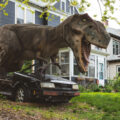 Dinosaur and baby dinosaur on the loose in South Minneapolis.