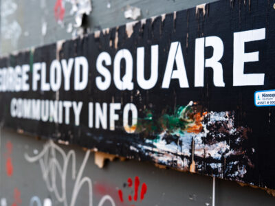 George Floyd Square Community Info Sign with Asset Sticker