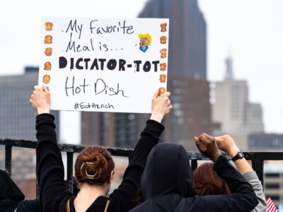 Hot Dish No Kings Protest Sign in Minnesota