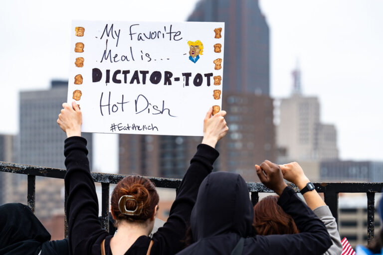 Hot Dish No Kings Protest Sign in Minnesota 2 Despite warnings from the law enforcement not to attend today’s No Kings rally after this mornings shootings of Minnesota lawmakers with the killer on the lose, the No Kings Rally is happening at the Minnesota State Capitol in St. Paul.