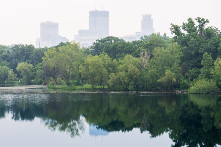 Lake of the Isles and Canadian Wildfire Smoke 3 Wildfire smoke impacting the air around Lake of the Isles in Minneapolis.