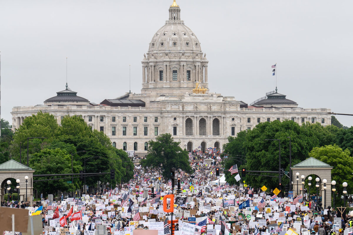 Despite warnings from the law enforcement not to attend today’s No Kings rally after this mornings shootings of Minnesota lawmakers with the killer on the lose, the No Kings Rally is happening at the Minnesota State Capitol in St. Paul.