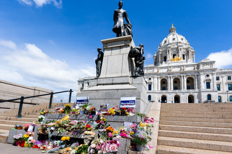 Melissa Hortman Memorial at Minnesota State Capitol 1 A growing memorial at the Minnesota State Capitol for State Representative Melissa Hortman.
Hortman was assassinated along with her husband in their home on June 14th. A massive manhunt followed leading to the arrest of Vance Boelter. Boelter is also accused of shooting State Senator John Hoffman and his wife in their home.