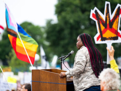 Nekima Levy Armstrong speaking at No Kings Minnesota