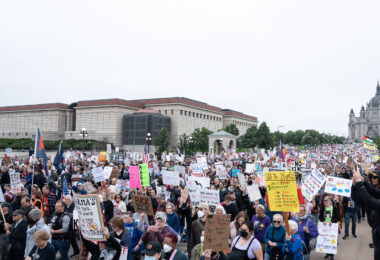 Despite warnings from the law enforcement not to attend today’s No Kings rally after this mornings shootings of Minnesota lawmakers with the killer on the lose, the No Kings Rally is happening at the Minnesota State Capitol in St. Paul.

Protesters marching to the Minnesota State Capitol.