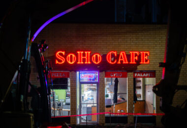 SoHo Cafe on Hennepin Avenue in Minneapolis during major road construction.