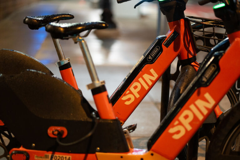 Spin Rental E-Bikes 3 SPIN e-bikes for rent seen in Minneapolis.